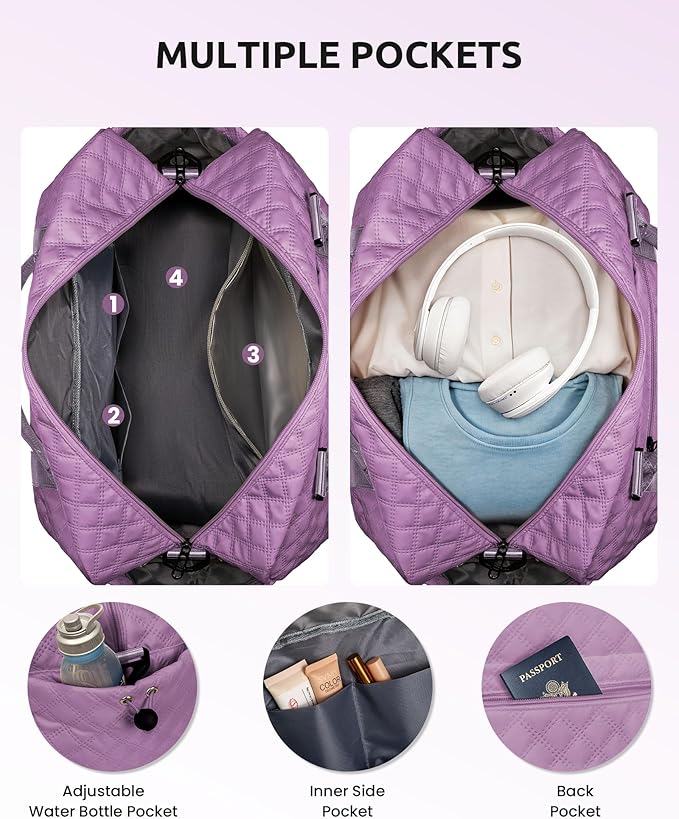 Initial Duffle Bag, Weekender Bags with Shoe Compartment and Shoulder Strap, Monogram Overnight Bag for Women Wet Pocket, Girl Travel Bag with Makeup Bag Gifts for Niece (Letter R)