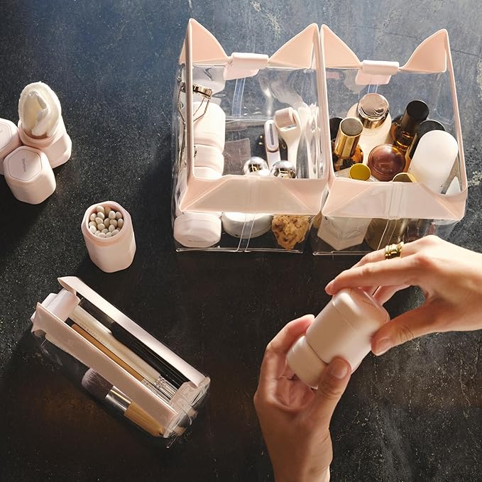 Cadence Travel Containers Haircare Capsule Set - Magnetic Containers with Lids,Carry On Travel Essentials For Women/Men - 3 Flex Mediums (1.32oz) - Shampoo, Conditioner & Comb Icon Labels - Eucalyptus