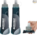 MARCHWAY Soft Hydration Flask with Wide Mouth, 300ml/500ml Collapsible TPU Water Bottle, Leakproof Portable Flexible for Running, Hiking, Cycling, Climbing, Gym, Travel (2pcs Blackish Green 500ml)