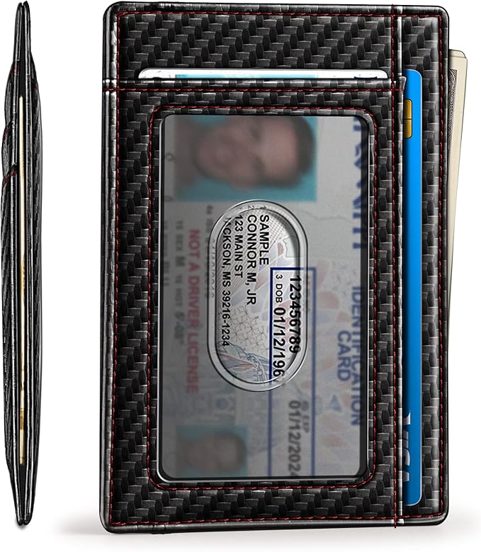 BULLIANT Slim Wallet, Skinny Minimal Thin Front Pocket Wallet Card Holder For Men 7Cards 3.15"x4.5",Gift-Boxed