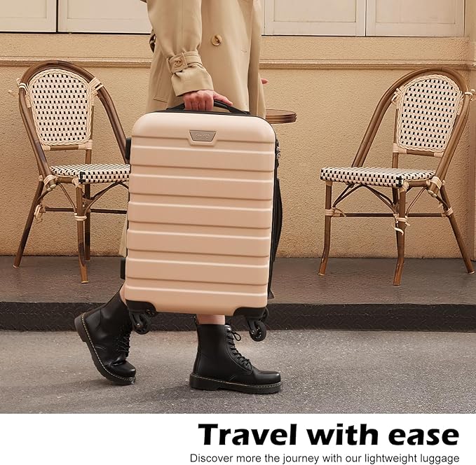 Coolife Luggage 3 Piece Set Suitcase Spinner Hardshell Lightweight TSA Lock (sakura pink, 3 piece set(20in24in28in))