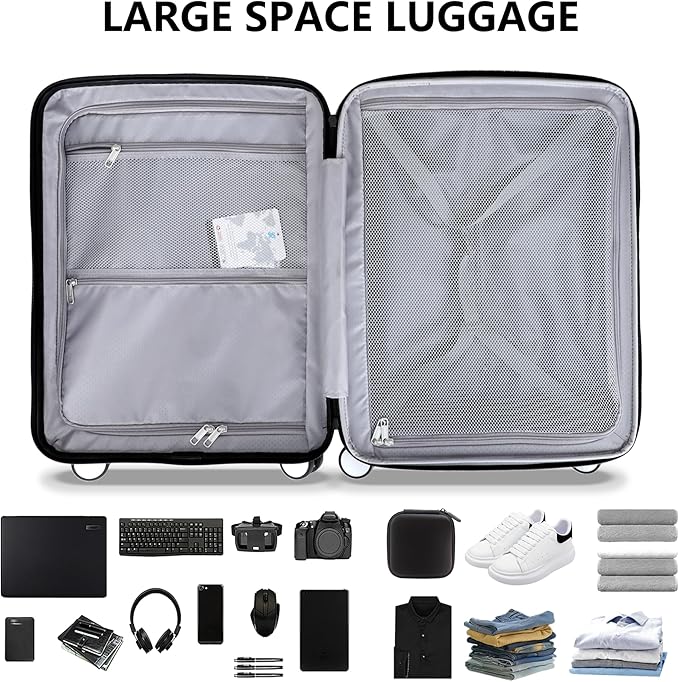 20 Inch Lightweight Expandable Carry On Luggage, PC Hardside Suitcase with Spinner Wheels & TSA Lock, Carry-on 20-Inch, Champagne