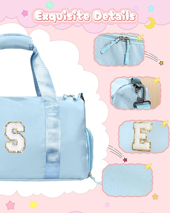 Birthday Gift for Granddaughter-Girl Gym Bag with Shoe Compartment, Kid Personalized Weekender Overnight Bags, Initial Travel Tote with Makeup Pouch, Christmas Gifts for Girls (Letter Z)