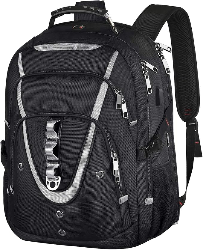 18.4 Laptop Backpack for Men, 55L-60L Extra Large Gaming Laptops Backpack with USB Charger Port, TSA Friendly Flight Approved RFID Anti-theft Pocket, Water Resistant Suiltable for Travel Business Work