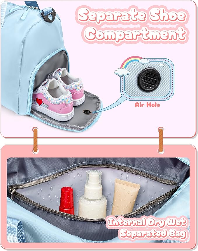 Birthday Gift for Granddaughter-Girl Gym Bag with Shoe Compartment, Kid Personalized Weekender Overnight Bags, Initial Travel Tote with Makeup Pouch, Christmas Gifts for Girls (Letter Z)