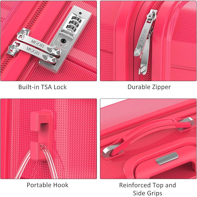 28 Inch Luggage with Spinner Wheels, Large Hard Shell Suitcase, Lightweight PP Luggages with TSA Lock, Checked-Large Suitcases 28-Inch, Red