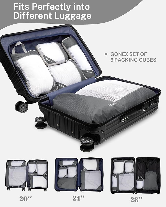 Compression Packing Cubes, Gonex Extensible Storage Mesh Bags Organizers