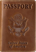 BIAOTIE Premium Leather Passport Holder Covers, Rfid Travel Wallet Passport Document Holder, Travel Essentials Wallet Cover Case for Men and Women (Brown)