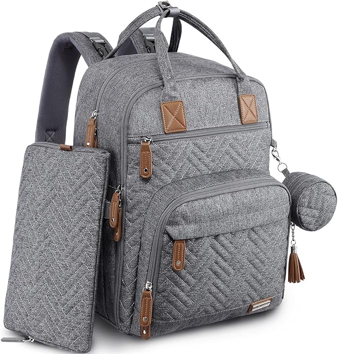 iniuniu Diaper Bag Backpack, 4 in 1 kit Large Unisex Baby Bags for Boys Girls, Waterproof Travel Back Pack with Diaper Pouch