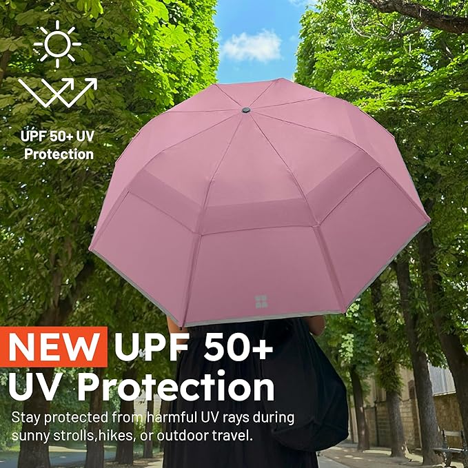 Weatherman - Premium Collapsible Small Travel Umbrella - Windproof, Resists Up to 55 MPH Winds - Compact, Portable, Easy Auto Open with Strong Fiberglass Frame - Folding Umbrella for Rain and Wind (Steel Blue)