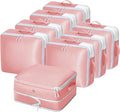 DIMJ Clothes Storage Bag 8 Pack, 19L Compression Storage Bags for Blanket, Sweater, Jacket, Closet, Sheet Storage Organizer with Window Handle, Space Saver Storage Bags with Zipper, Pink