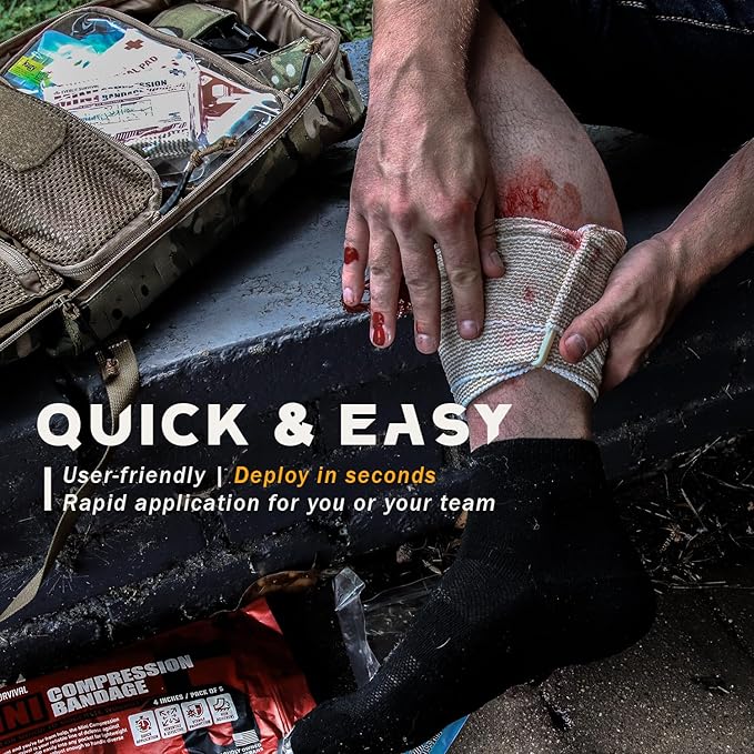 EVERLIT Mini 4 x 6 Inch Emergency Bandage Compression Trauma Pressure Wound Dressing Sterile Vacuum-Sealed for Bleeding Control, Gun Shot, Medical Kit, First Aid IFAK (5)