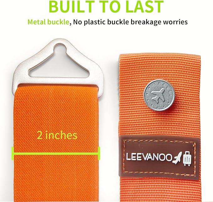 Luggage Straps for Suitcases Add a Bag Luggage Strap,2-in-1 Travel Belt for Luggage Straps Travel Belt Over Handle for Carry On Bag Adjustable Suitcase Belts Airport Travel Accessories Orange