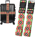 Flowers Luggage Straps for Suitcases, Adjustable Luggage Travel Belts to Keep Luggage Security While Travel, Strong Polyester Fabric, Easy-to-Recognize Stylish Design Travel Accessories, 2 Pack