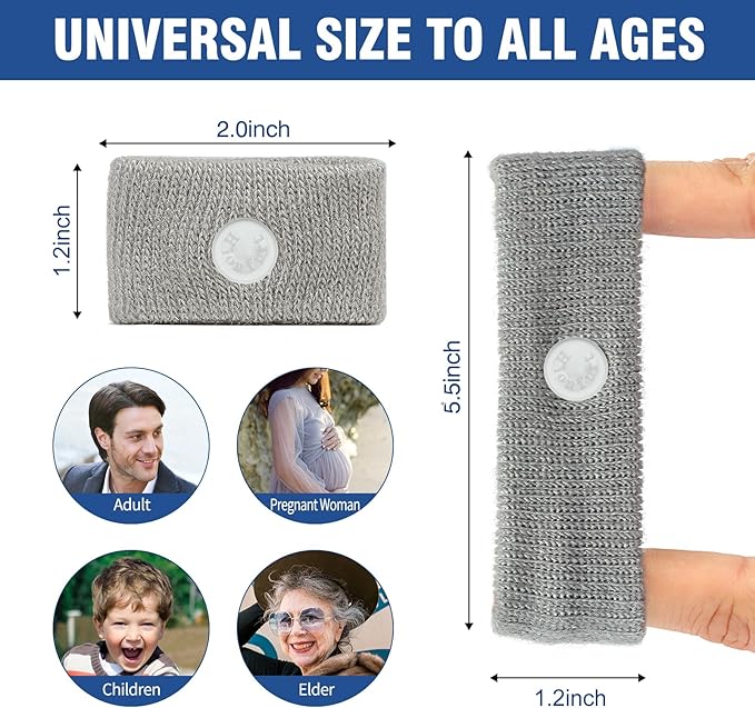 Motion Sickness Bands Anti Nausea Wristband for Adult and Kids Morning Sickness Relief for Pregnant Women Acupressure Nausea Relief for Car, Sea, Air Sickness - 1 Pair Grey