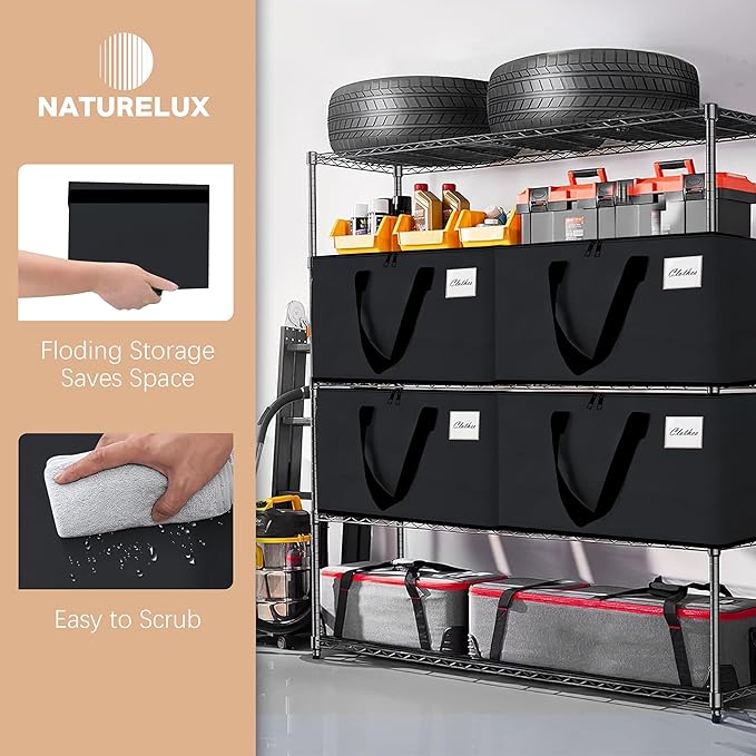 Heavy Duty Moving Bags - Extra Large Packing Bags and Storage Totes, Collapsible and Foldable Option for Moving and Storage, Multicolored, 125 L - 6 Pack