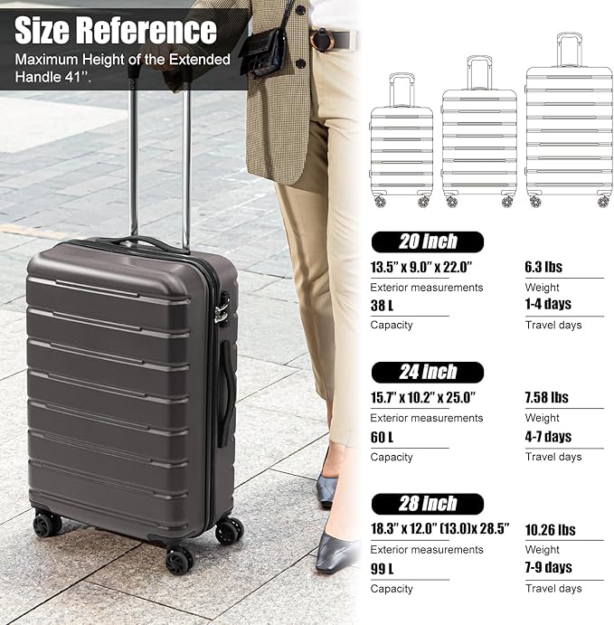 Coolife Luggage Suitcase Carry-on Spinner TSA Lock USB Port Expandable (only 28’’) Lightweight Hardside Luggage (Teal Blue, L(28in))
