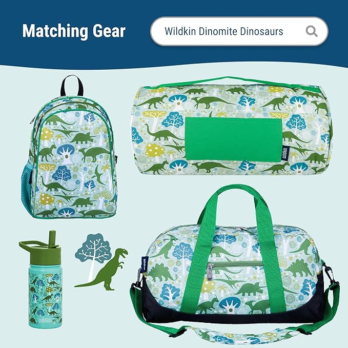 Wildkin Kids Insulated Lunch Box – Durable and Reusable for School & Travel - Dinomite Dinosaur