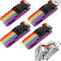 4Pack Add Bag Luggage Straps to Connect Two Suitcases, Adjustable Luggage Belt Connector for Carry On, Travel Attachment Accessories for Connect Your 3 Luggages, Multicolor