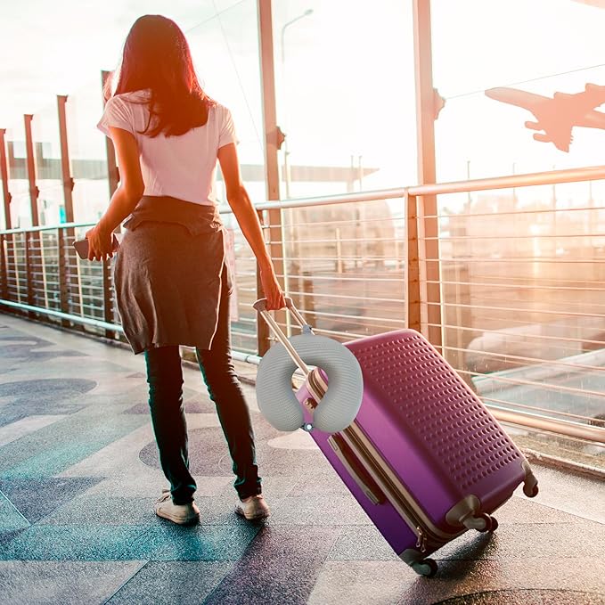 Travel Neck Pillow Cover, Neck Pillow Case with Zipper, Cooling, Pure, Soft and Smooh, Airplane Pillow Sleep Replacementt Washable (Only Pillow Covers, no Filler)