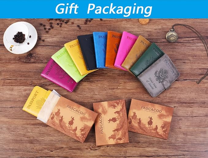 Passport Holder Cover Wallet RFID Blocking Leather Card Case Travel Accessories for Women Men (Brown)