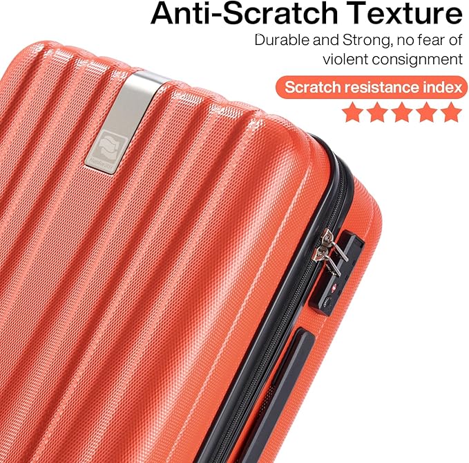 Hanke Luggage Sets 2 piece Carry On Luggage with Wheels PC Hard Shell Suitcases Lightweight Checked Travel Luggage Large Travel Suitcase Woman Men 20/29 Inch （Orange）