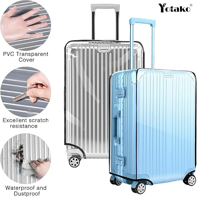 Yotako Clear PVC Suitcase Cover Protectors 30 Inch Luggage Cover Protectors for Wheeled Suitcase 30''