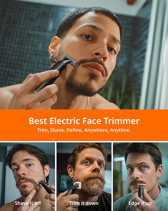 [2025 Upgraded] Body & Nose Hair Trimmer Kit, [All-in-One] Travel Beard Electric Shaver for Men, USB-C Fast Charging, Rechargeable Painless Razor Cordless Waterproof Wet/Dry, Black(Solo)