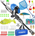 ODDSPRO Kids Fishing Pole Pink, Portable Telescopic Fishing Rod and Reel Combo Kit - with Spincast Fishing Reel Tackle Box for Girls, Youth