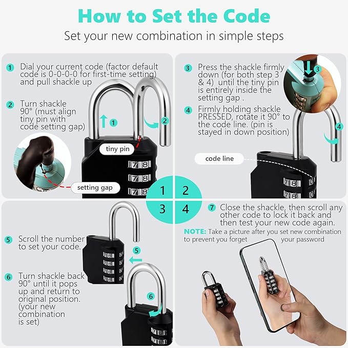 CL11VP Combination Lock, 4 Digit Outdoor Combination Padlock Set Your own Combination for Gym Locker Lock, School, Gates, Doors, Toolbox, Hasps and Storage (Very Peri *1)
