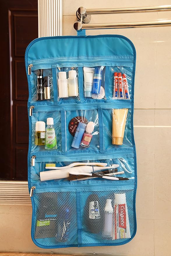 Freegrace Premium Hanging Toiletry Travel Bag - Cosmetic, Jewelry, Toiletry & Accessory Storage Organizer Bag, Large Size, Various Compartments