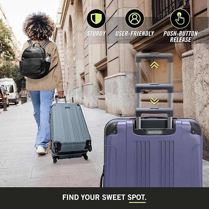 Kenneth Cole REACTION Out of Bounds Lightweight Hardshell 4-Wheel Spinner Luggage, Smokey Purple, 28-Inch Checked
