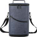 ALLCAMP 2 Bottle Wine Tote Carrier - Insulated Portable Padded Canvas Wine Bag for Travel, BYOB Restaurant, Wine Tasting, Party, Great Christmas Day Gift for Wine Lover，Blue