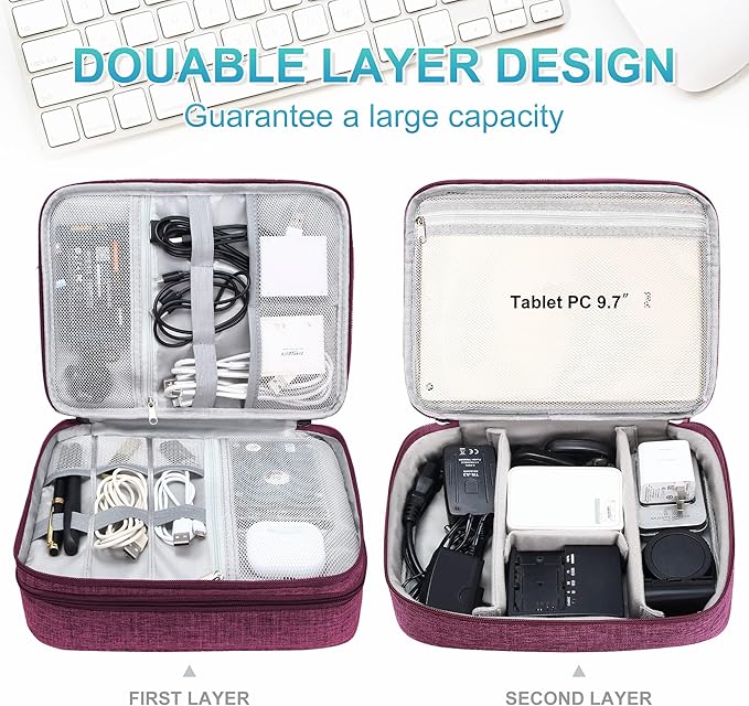 CILLA Electronics Organizer Travel, Travel Cord Organizer Case, Compact Electronics Accessories Bag for Cable, Cord, Charger, Phone