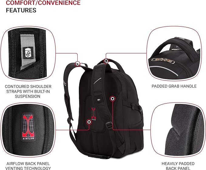 SwissGear 3258 Laptop Backpack, Black, 18.5-Inch