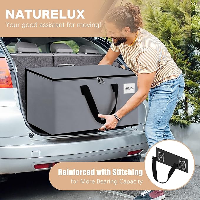 Heavy Duty Moving Bags - Extra Large Packing Bags and Storage Totes, Collapsible and Foldable Option for Moving and Storage, Grey, 125 L - 6 Pack