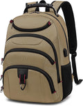 Boavan Laptop Backpack for men, 15.6 inch Laptop Bag with USB Port, Waterproof Travel Work Backpack Purse, Anti-Theft Teacher Nurse Doctor Casual Bookbags Office Business backpack，Khaki