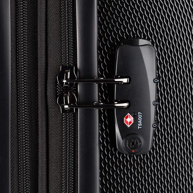 SwissGear 7272 Energie Expandable Hardside Luggage with Spinner Wheels and TSA Lock, Black, Checked-Large 27-Inch