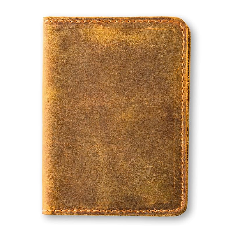 PEGAI Handcrafted Leather Passport Wallet for Men and Women | Full Grain Crazy Horse Leather Passport Holder | Custom Travel Passport Cover & Organizer | (Cinnamon)