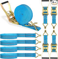 4Pack Heavy Duty Ratchet Straps, 2” 32Ft Ratchet Tie Down Strap, Tie Down Ratcheting with Double J Hook, 4000 LB Break Strength Cargo Straps Ratcheting for Moving Cargo, Lawn Equipment and Motorcycles
