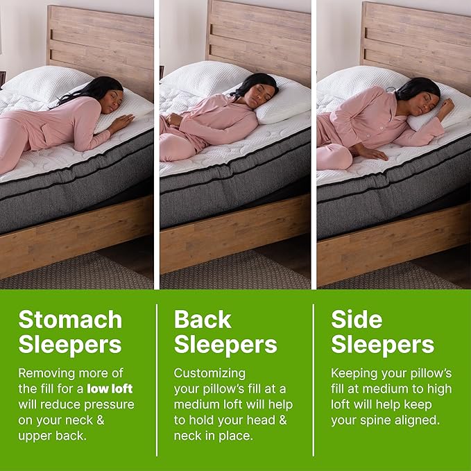 GhostBed Shredded Memory Foam Pillow with Adjustable Gel Memory Foam and Cooling Breathable Cover - King Size Shredded Memory Foam Pillows CertiPUR-US Certified 2-Pack