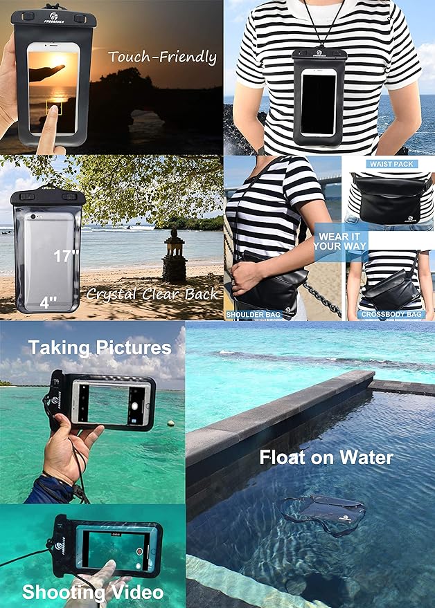 Freegrace Waterproof Dry Bags Set of 3 Dry Bag with 2 Zip Lock Seals & Detachable Shoulder Strap, Waist Pouch & Phone Case - Can Be Submerged Into Water (Sky Blue, 20L)