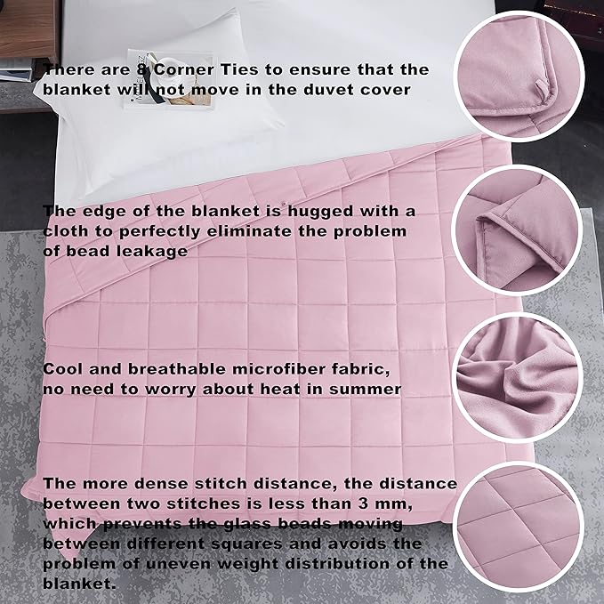 L'AGRATY Weighted Blanket - 88"x104" 20lbs Cooling Breathable Heavy Blanket Microfiber Material with Glass Beads for Adult All-Season Summer Fall Winter Soft Thick Comfort