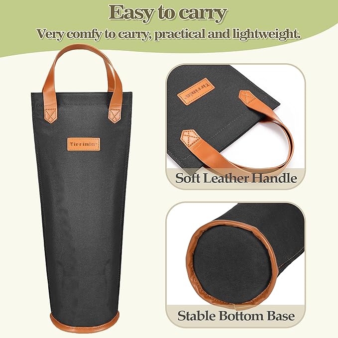 Tirrinia Single Wine Carrier Tote, Insulated Wine Cooler Bag for Travel, Picnic, & Wine Gifts – Thermal Padded Wine Bottle Holder Tote for Men & Women, Wine Gift for Wine Lovers,Black