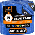 Better Blue Poly Tarp 40' x 40' - Multipurpose Protective Cover - Lightweight, Durable, Waterproof, Weather Proof - 5 Mil Thick Polyethylene - by Xpose Safety