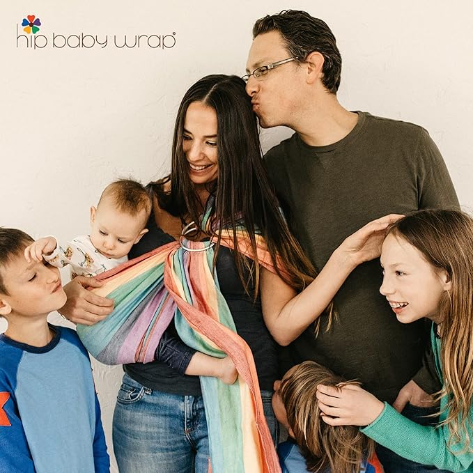 Hip Baby Wrap Ring Sling Baby Carrier for Infants and Toddlers - Beautiful, 100% Soft Cotton Baby Wraps Carrier for Babies 8-35 lbs - Perfect Baby Shower Gifts Moms and Dads - Nursing Cover (Rainbow)