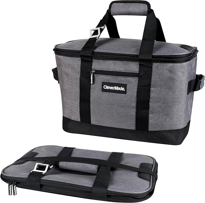 CleverMade Collapsible Insulated Cooler Bag – Leakproof Soft Folding Cooler for Beach, Travel, Car