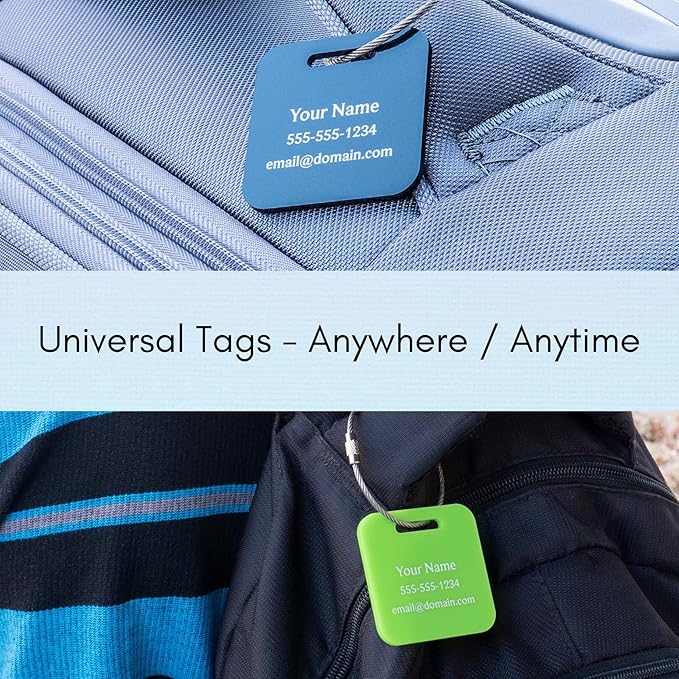 Custom Luggage Tags (3 or 6 Pack) - Personalized Unique Suitcase & Backpack Travel, Durable, Waterproof & Heavy Duty (Lime)