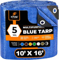 Better Blue Poly Tarp 10' x 16' - Multipurpose Protective Cover - Lightweight, Durable, Waterproof, Weather Proof - 5 Mil Thick Polyethylene - by Xpose Safety