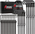 Rocket Straps - Ultimate Adjustable Outdoor Bungee Cord Assortment - Heavy Duty Set of 20 Bungee Cords (48") Double-J Hooks - Elastic Straps for Camping, Securing, and DIY Multipurpose